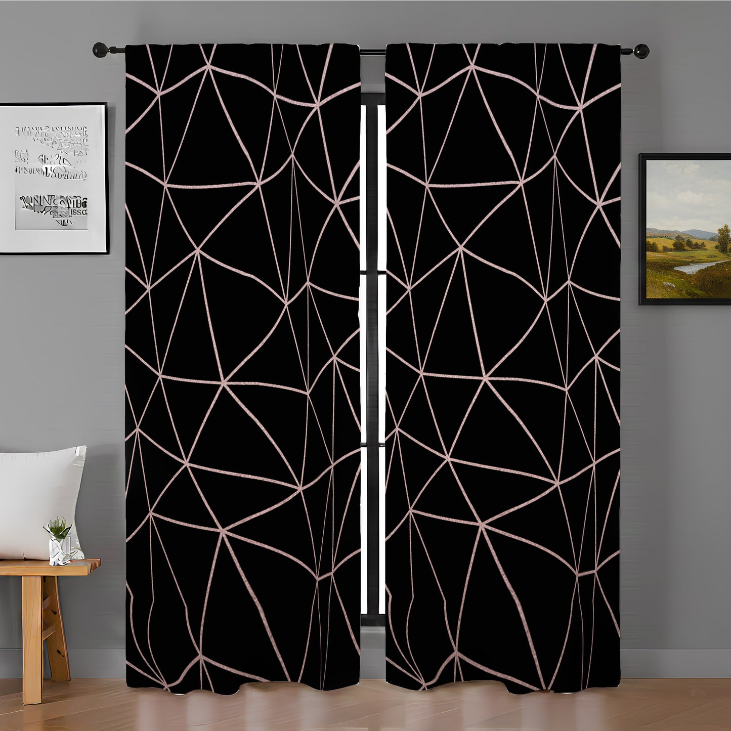 Blackpink Pattern Triangle Window Curtain